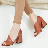 Fish Mouth Side Empty Sandals Women's 2025 Summer New High-Heeled Coarse Heeled Sandals HZ0115