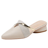 Baotou Half Slippers Women's Summer Wear 2025 Summer New Shoes Pointed Flat Bottom Muller Cool Slippers Half-To-Single Shoes HZ0115