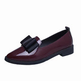 Spring Korean Version Of The Bow Tip Casual Low Single Shoes Women's Flat Base Simple Socket Commuting Women's Leather Shoes HZ0115