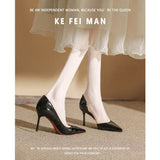 High-Heeled Women's Fine Heel On The Bed Of High-Heeled Shoes In The New Autumn Black Red Back 10 Cm Sexy Pointed Single Shoes In 2025 HZ0115