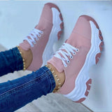 2025 New Thick-Soled Lace Sports Casual Shoes Women's Large Size Low-Top Single Shoes Women's Casual Shoes HZ0115