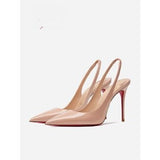 Red-Soled High-Heeled Women's 2025 New Banquet Shoes Temperament Fine Heel Sexy With Black Pointed High-Heeled Sandals HZ0115
