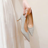Champagne Wedding Shoes 2025 New Bridal Shoes Show Wedding Dress Two Wearing Crystal Shoes Wedding Dress High Heels HZ0115