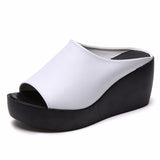 Slippers Women 2025 New Slope And Cool Slippers Summer Loose Cake Thick Bottom Fish Mouth Slippers HZ0115