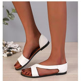 New Roman Wind Large-Size Fish Mouth Type Flat-Soled Sandals 2025 New Dew Women's Shoes HZ0115