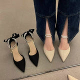 Fashion Word With High Heels Women 2025 Spring And Summer New Pointed Thin Heel Bow Head Hollow Sandals HZ0115