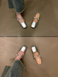 Flat Bottom Bao Head Half Slippers Women's Shoes Wear 2025 Spring And Summer French Mary Jane Half-Shoe Breathable Comfortable HZ0115
