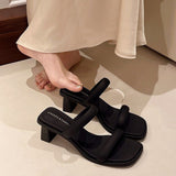 Coarse And Word With Small Cool Slippers Wearing Women 2025 Summer New French Fashion Temperament High-Heezy Slippers HZ0115
