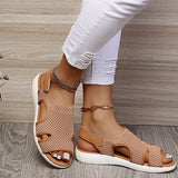 2025 Summer New Women's Sandals Large-Size Breathable Elastic Fly Weaving Flat Bottom Casual Women's Shoes HZ0115