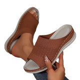 2025 New Summer Women Thick Bottom Slippers Large-Size Wide Striped Fish Mouth Thick Bottom Slippers Women HZ0115