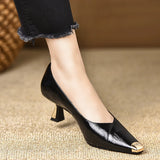 Fashion Shallow Thin Heel Single Shoes 2025 Spring And Autumn New Niche Metal Pointed Commute Comfortable High Heels HZ0115