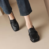 Giant Light ~ Fang Head Lefu Shoes Women Retro English Small Leather Shoes New Heel Single Shoes HZ0115