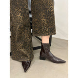 Sharp-Headed Short Boots Women 2025 Autumn And Winter New Boots Thick And Short-Cular Women Boots Small Thin Skin Boots High Heels Martin Boots HZ0115