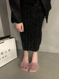 French High-Heeled Slippers Women's Shoes Wear 2025 New Summer Fairy Black Cool Drag Sandals HZ0115