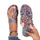 Large-Size Sandals Women's National Style 2025 Summer New Breathable Printing Cover Roman Style Cool Slippers Women HZ0115
