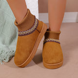 Autumn And Winter New Pine Cake Thick Bottom Knitted Mouth To Keep Warm Snow Boots Women's Korean Version Round Tsetse Women Cotton Boots HZ0115