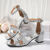 2025 Summer New Large-Size Fish Mouth Coarse Heel Toe Bag And A Word With Leather Buckle Fashion Comfortable Sandals Woman HZ0115