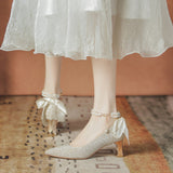 Beautiful Engagement Shoes Bridal Shoes Show Wedding Dress Wears Two Coarse And Cheongsam Bridesmaids Wedding High Heels Women Can Wear Daily HZ0115