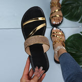 2025 New Large-Size Leisure Slippers Women's Round Head Drill Flat Bottom Cool Slippers Slippers HZ0115