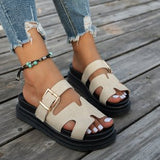 2025 New Large-Size Slippers Women Thick-Bottomed A Buckle Solid Color Casual Cold Slippers Women HZ0115