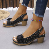 2025 Summer New Women's Slope And Thick-Soled Sandals Large-Size Fish Mouth Slope And Word Slope Heel Sandals HZ0115