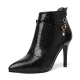 French Fine-Heeled Temperament Female Boots 25 Autumn And Winter New High Heel Boots Pointed Short Boots Nude Boots Large Women's Shoes HZ0115