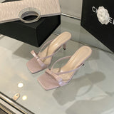 Fairy-Style French Cat With Cool Drag Outside Wearing Summer With Bow Bow Head And Elegant High-Heeling Slippers Woman HZ0115