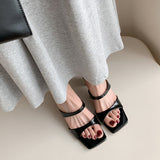 2025 New Square Head With Bare-Colored Sandals Women Summer Coarse Heel Exposed Outside Wearing Cold Slippers Black High Heels HZ0115