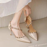 Sharp-Headed Water Drill Buckle And Heel 2025 Summer New Women's High Heels Women's Shoes Large Women's Shoes HZ0115