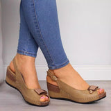 Summer 2025 Summer Slope High Heel Fish Mouth Buckle Sandals Women 40-43 Large Shoes Slope Sandals HZ0115