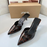 ZA New 2025 Summer French High Heel Fine Tip Behind The Empty Bag Show Off Fashion Fashion Wearing Sandals HZ0115