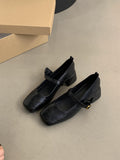Vintage Square Head Thick Heel Single Shoes Women Spring And Autumn New French Evening Fairy Soft Skin Mary Jane Small Leather Shoes HZ0115