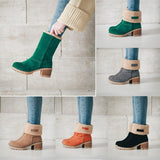 New 2025 Autumn And Winter Mid-Boul Thick Heel Overslip Snow Boots 43-Yard Cotton Shoes HZ0115