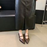 French Low-Heeled Shoes Small Fragrant Wind Tip Single Shoes Women 2025 Spring And Autumn Mary Jane Women's Shoes Coarse Fashion HZ0115