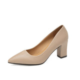 Fashion Single Shoes Women's Coarse Heel 2025 Spring New Pointed Work Shoes Shallow One-Foot Pedal Korean Version Of High Heel Simple HZ0115