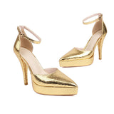 2025 New Gold Lattice Tip Hollow Buckle Waterproof Table Fine Heel Sandals Woman HZ0115