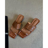 French Coarse-Head Half-Dragging Woman New Summer Wear Retro Beautiful Word Drag Roman Sandals Without Tired Feet HZ0115