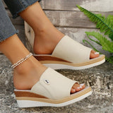2025 New Summer Women's Slope And Thick Bottom Fish Mouth Slippers Large Code With Slope And Slippers Women HZ0115