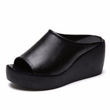 Slippers Women 2025 New Slope And Cool Slippers Summer Loose Cake Thick Bottom Fish Mouth Slippers HZ0115
