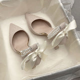 Fashion Word With High Heels Women 2025 Spring And Summer New Pointed Thin Heel Bow Head Hollow Sandals HZ0115
