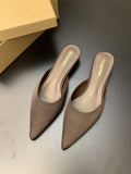 French Tip Fine Low-Heeling Bao-Head Half-Tug Woman Spring 2025 New Niche Design Shallow Foot Pedal Slippers HZ0115