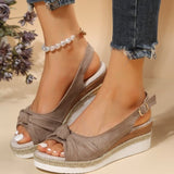 New Velvet Hemp Rope Bow And Sandals Women's Casual Slopes And Thick-Soled Sandals Women's Shoes HZ0115