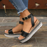 2025 Spring And Summer Women's Large Size Hemp Rope Bottoms Thick-Soled Women Sandals Lady Buckle Slope And Fish Mouth Women Sandals HZ0115