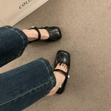 French Design Sense Silver Bag Head Half Slippers Women Wearing Lazy One-Legged Coarse Heel Muller Shoes Behind The Empty Single Shoes Women HZ0115
