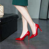 Spring 2025 New Sharp-Cut Patent Leather Solid Color Bag Head Pedal Shallow High Heels Commuting Interview French Career HZ0115