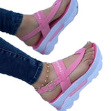 2025 Summer Large-Size Slope Heel Buckle With Sandals Women In Southeast Asia Wearing Rome Comfortable And Light HZ0115
