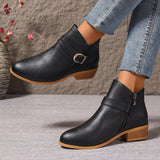 Large-Size Retro Martin Boots 2025 New Pointed Belt Buckle Side Zipper Chelsea Boots Women's Shoes HZ0115