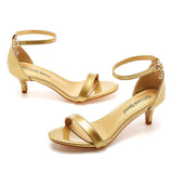 5 Cm Gold Light Mouth With Sandals Thin Heel Fish Mouth Large Size Heel Sandals Women's Wrist Buckle Women's Shoes HZ0115