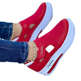 Large-Size Casual Single-Shoe Women's Spring And Summer New Flat Bottom Flying Weaving Breathable Magic Sticker Casual Mesh Shoes HZ0115