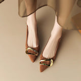 Naipa French Retro Metal Buckle Flat Shoes Women 2025 Summer New Baotou Sandals Tip Temperament Shallow Single Shoes HZ0115